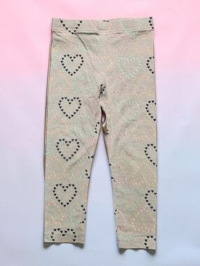 CARTER'S Grey Heart Print Leggings with Multicolor Hearts. Size 4T.